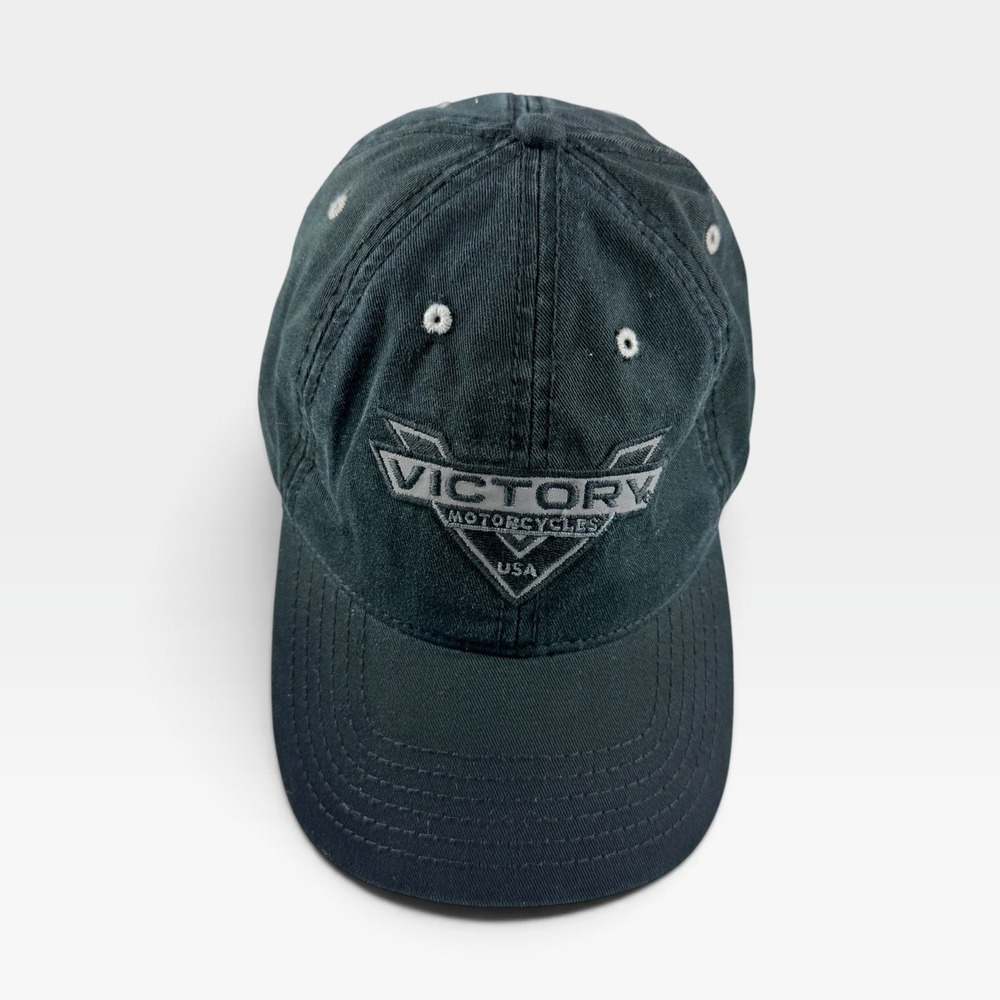 Victory Motorcycles Attitude Cap Hat Mens OSFA Black Embroidered Logo New